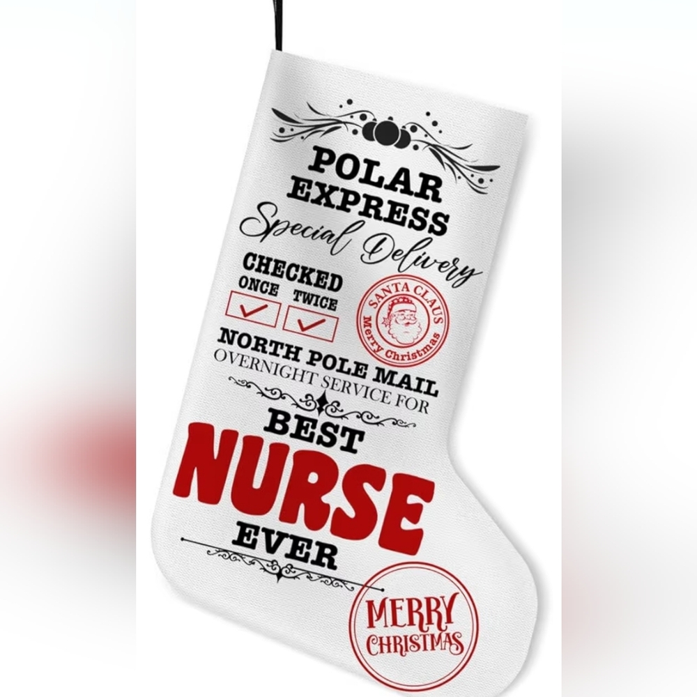 Nurse Polar Express Christmas Stocking